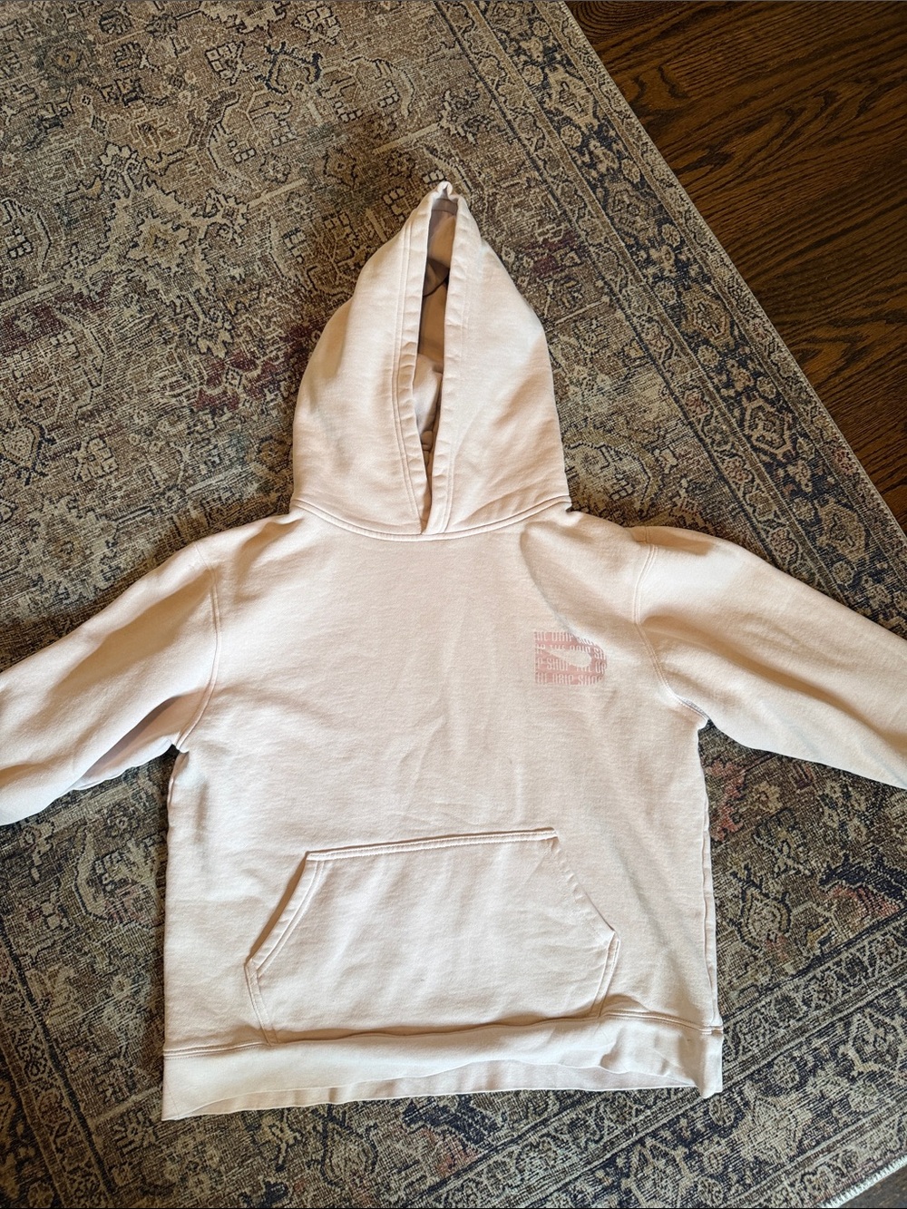Women’s Light Pink Hooded Sweater with Subtle Logo